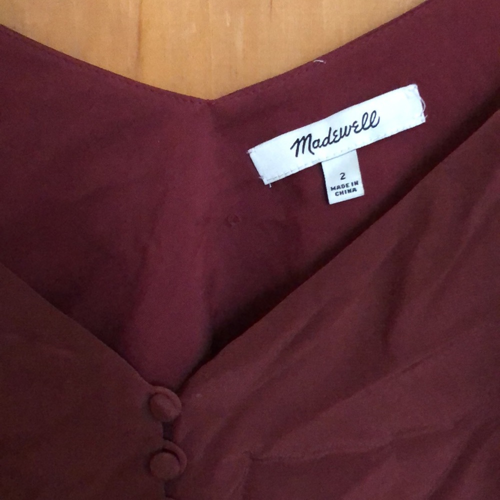 Deep Red Button Down Madewell Cami - image 2